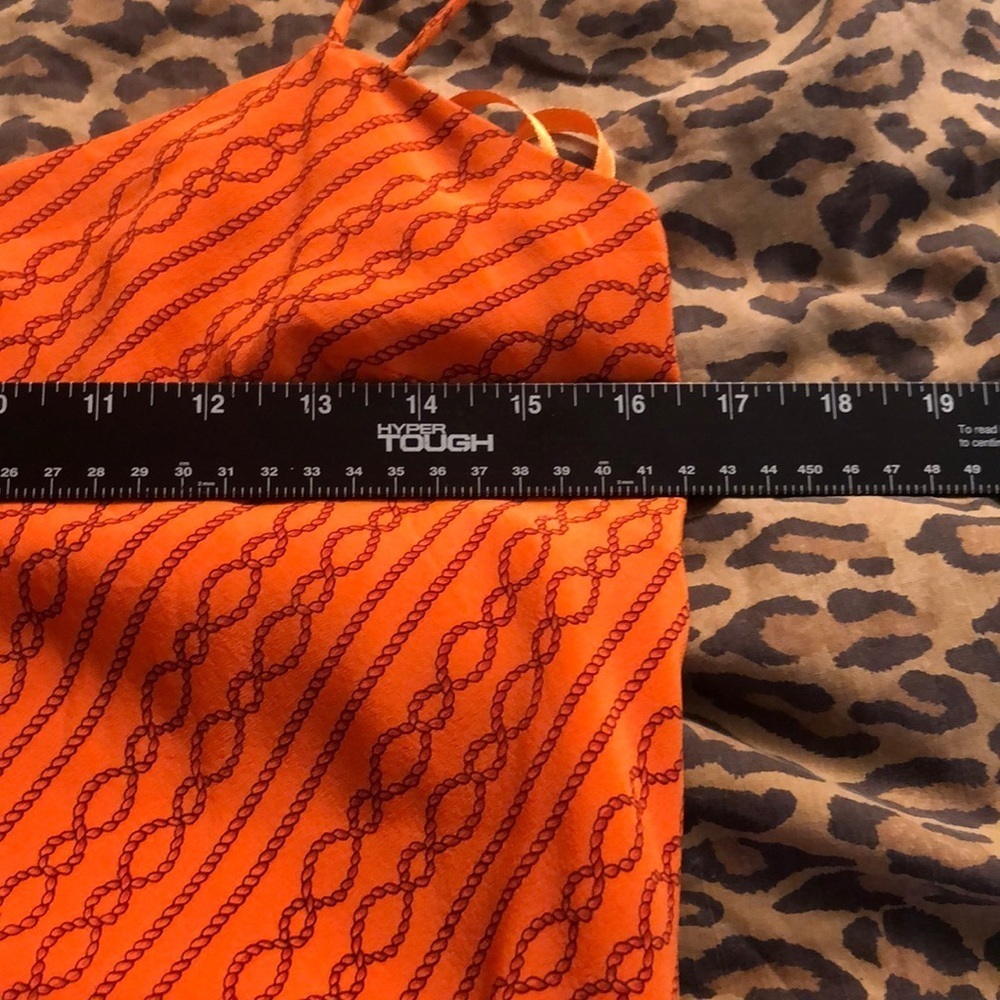 INC International Concepts size 10 orange chain print bias cut for movement - Picture 10 of 15